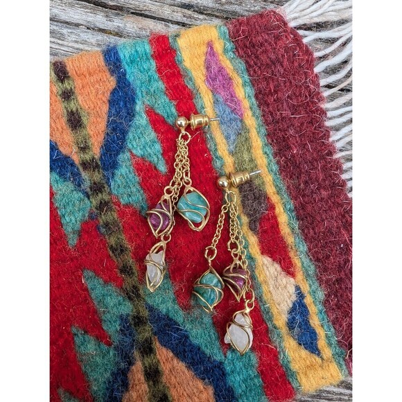 Vintage Gemstone Nugget Earrings - Picture 9 of 9